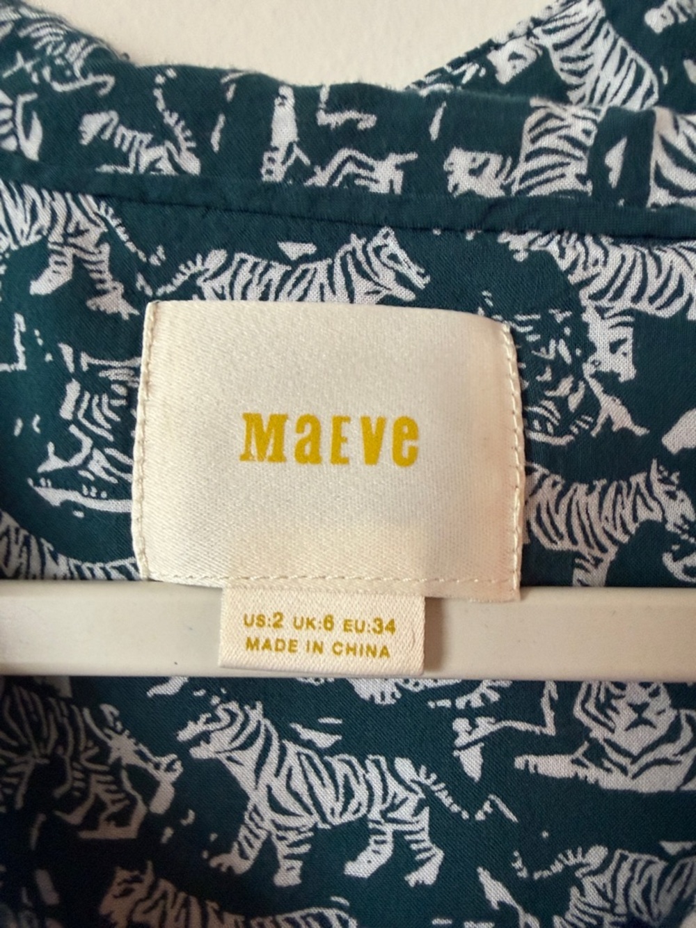 Maeve Navy Button-Down Shirt with Cream Animal Print - Picture 2 of 5